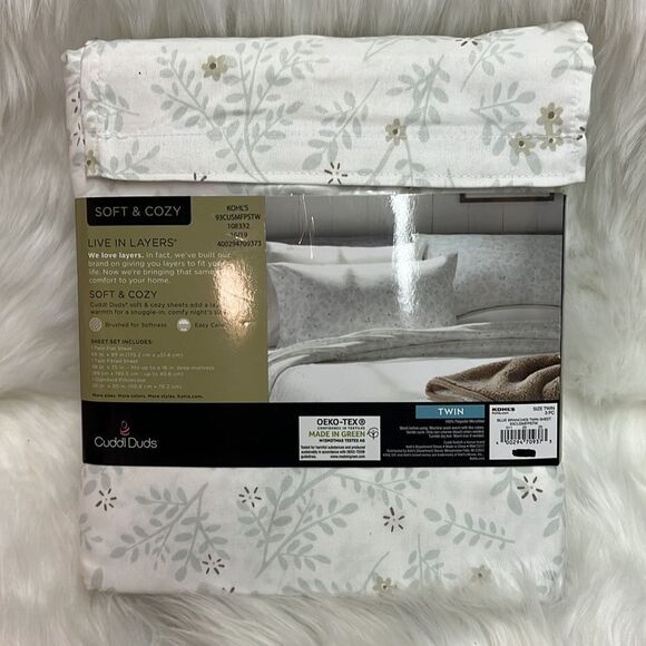 Cuddl Duds Twin Soft & Cozy Blue Branches  Sheet Set - Picture 4 of 7